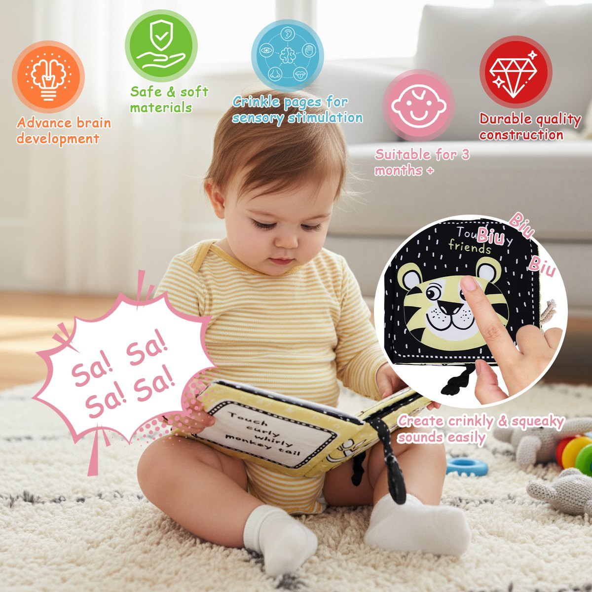 High-Contrast Touch-and-Feel Friends Sensory Book