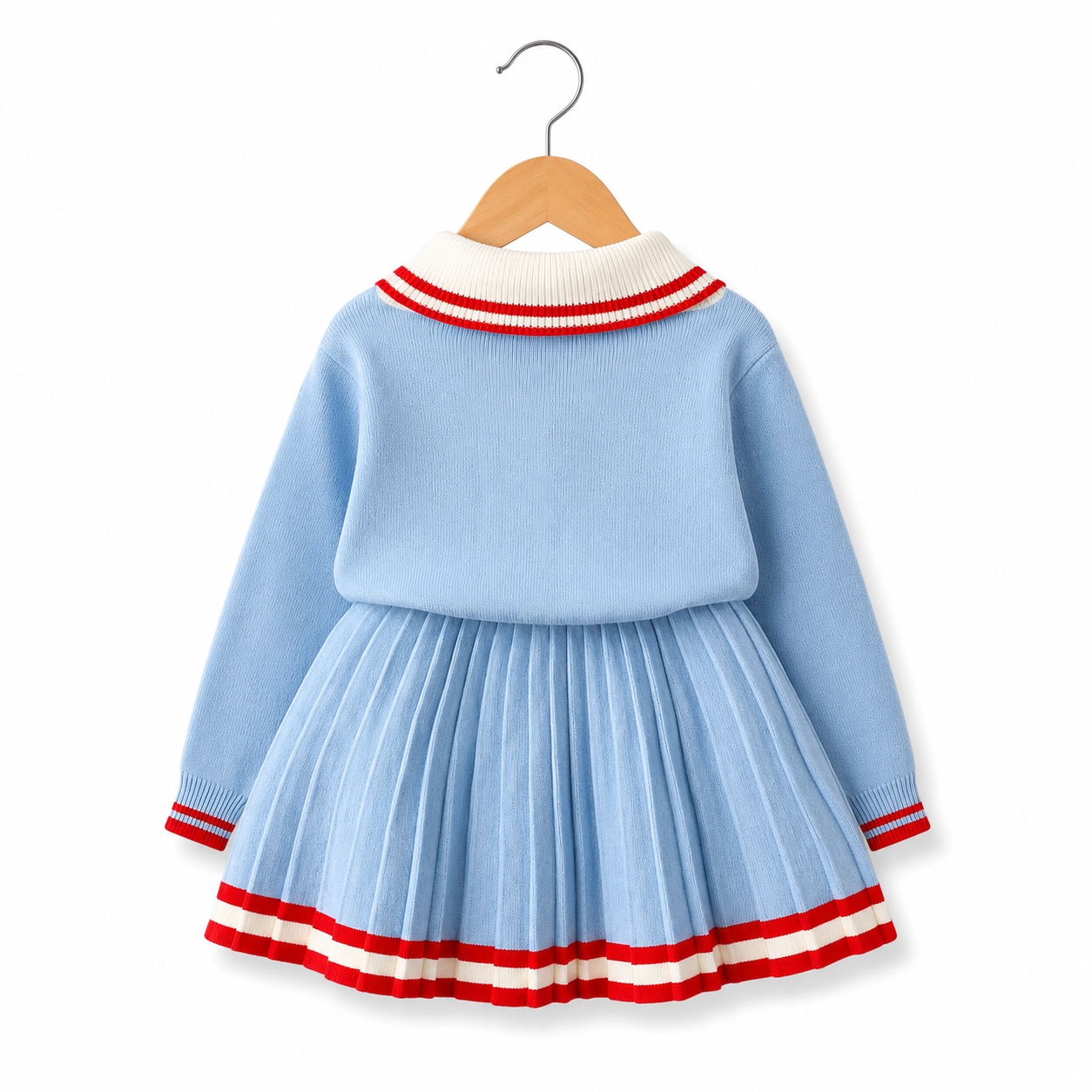 College Style Long-sleeved Pullover Knit Short Skirt Suit