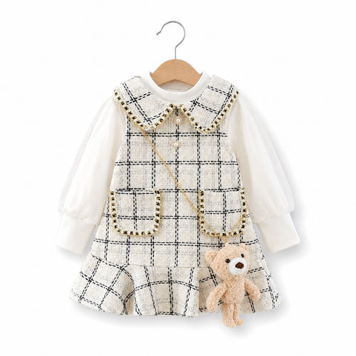 Classic Monochrome Tweed Pinafore Set