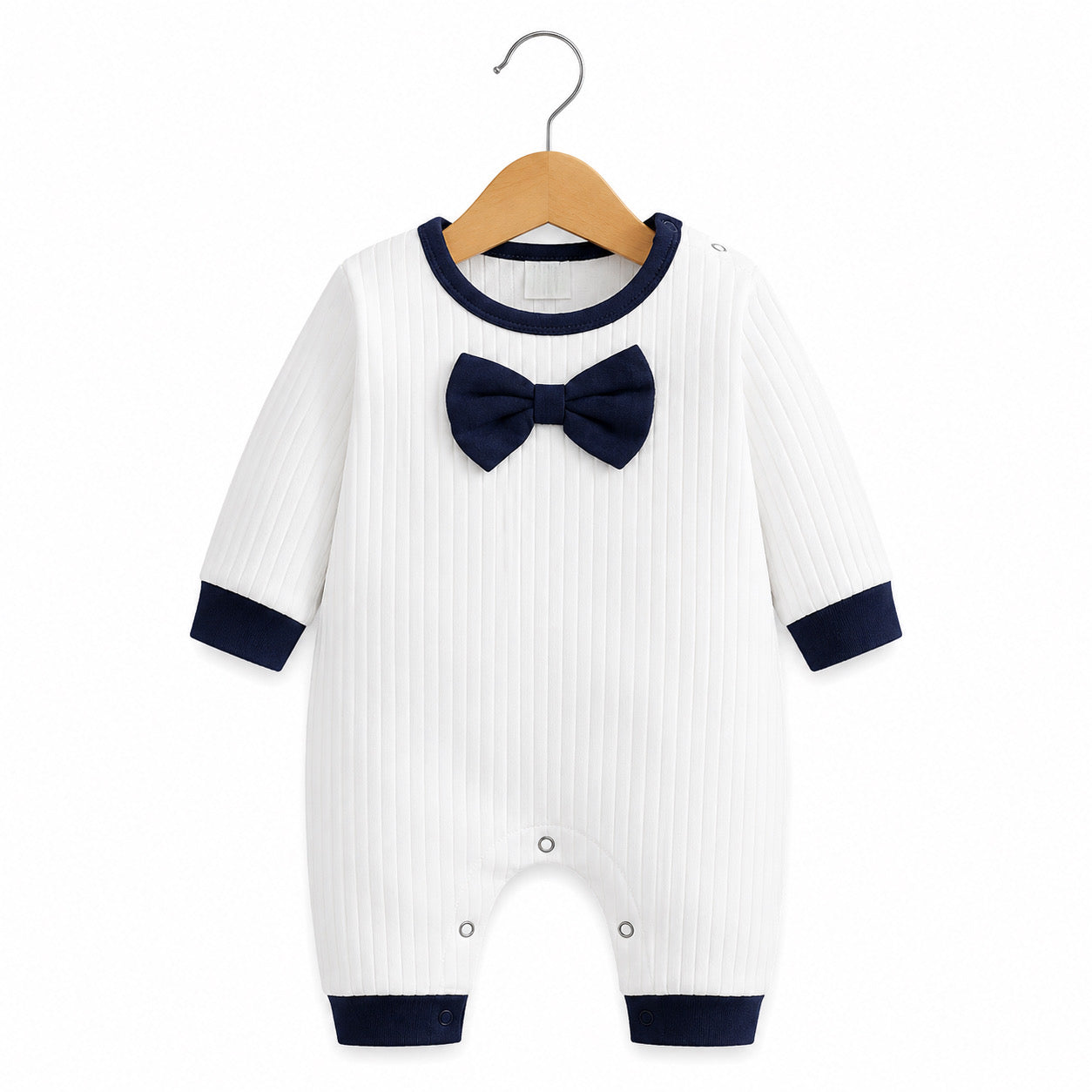 Little Gentleman Ribbed Bow Tie Romper