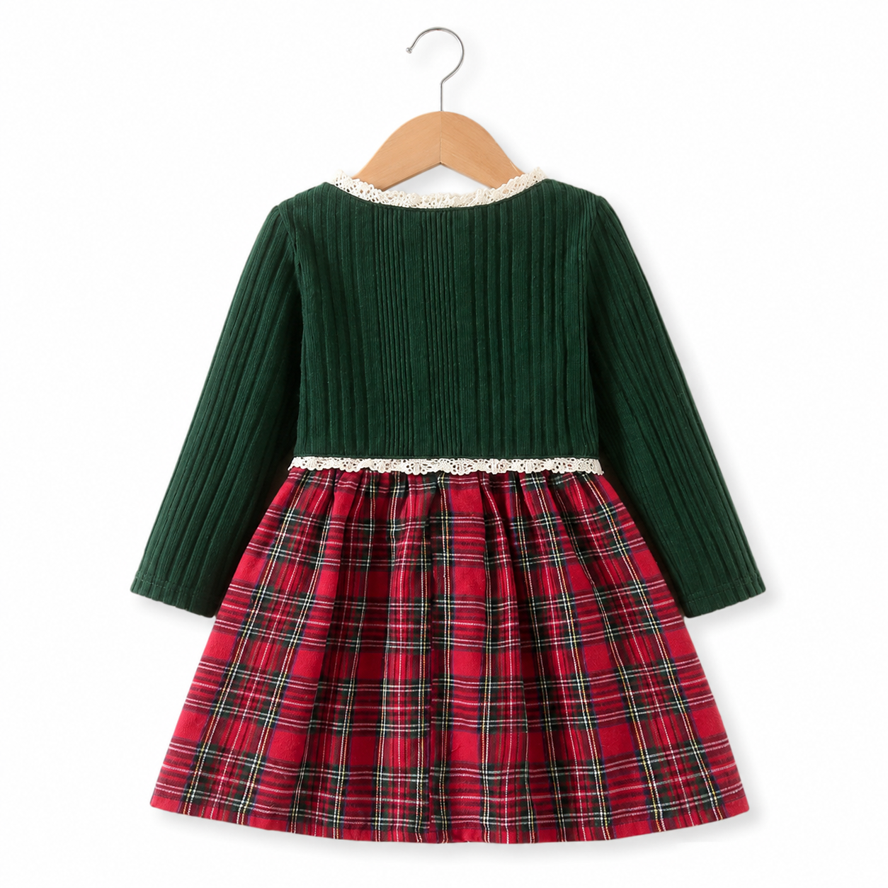 Evergreen Tartan Bow Dress Set
