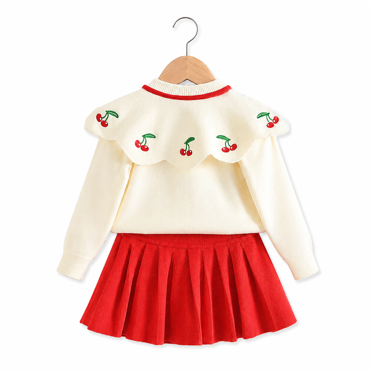 Sunny Cherry Knit Skirt Set