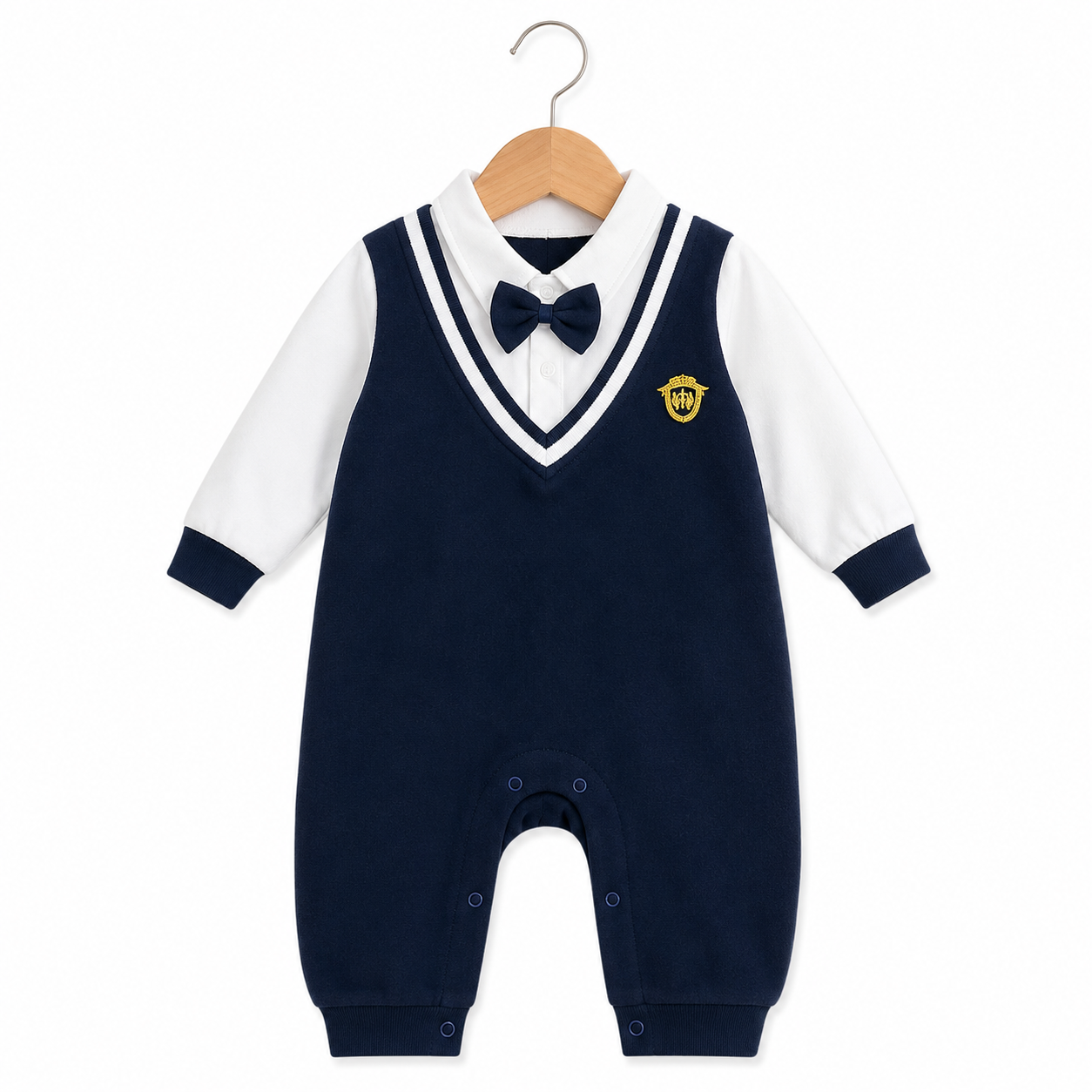 College Style Gentleman Baby Jumpsuit