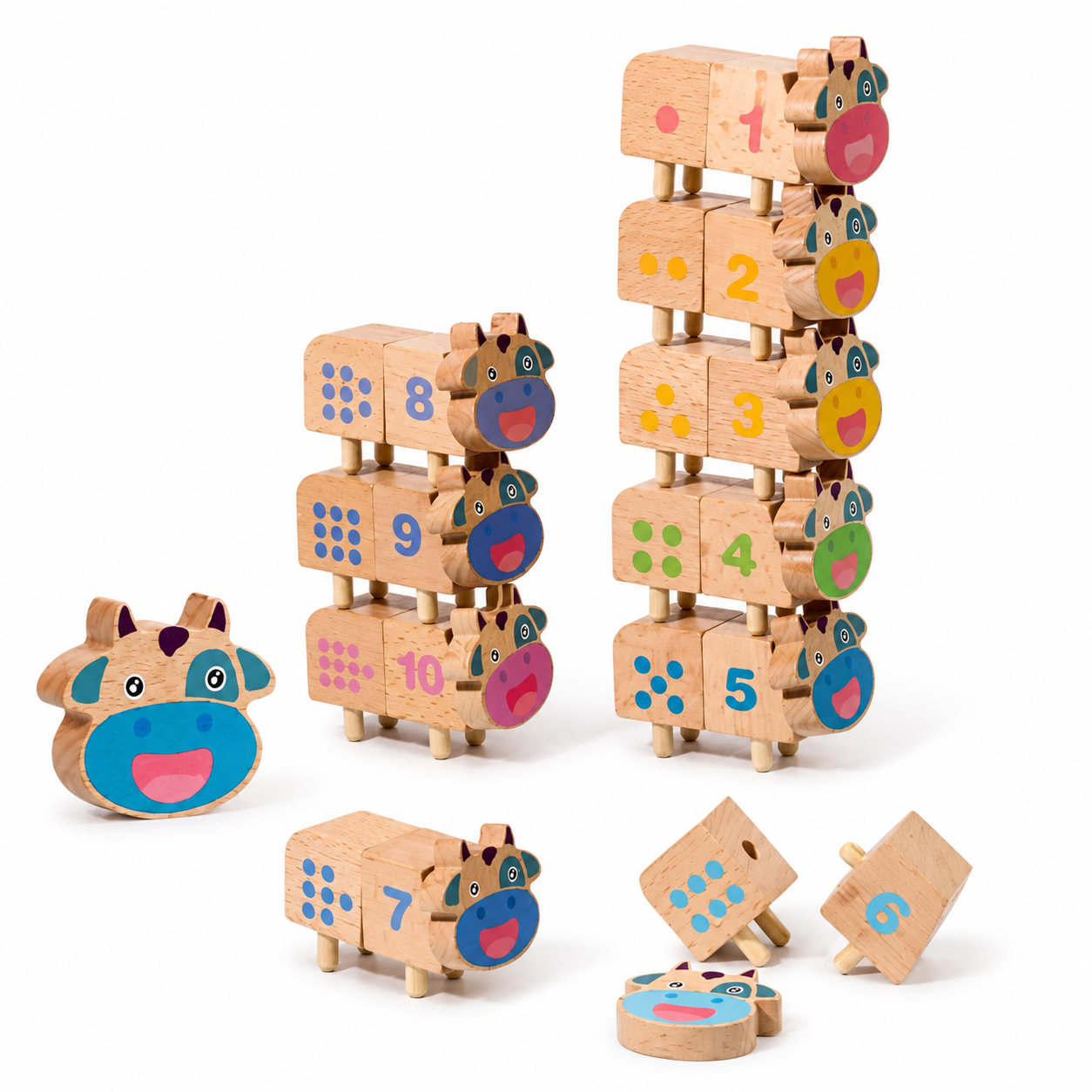Montessori Wooden Number Matching Game | Cow Counting & Math Learning Toy