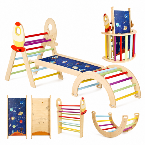 Montessori Climbing Arch & Activity Gym | 4-in-1 Wooden Play Set for Toddlers