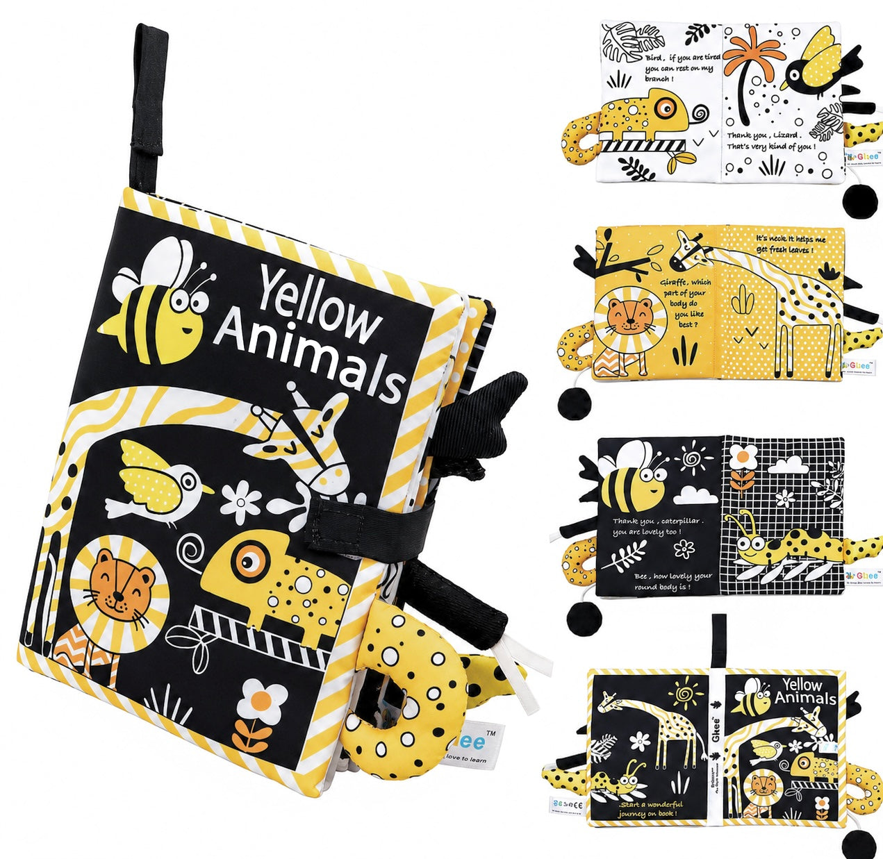 High-Contrast Yellow Animals Touch-and-Feel Sensory Book