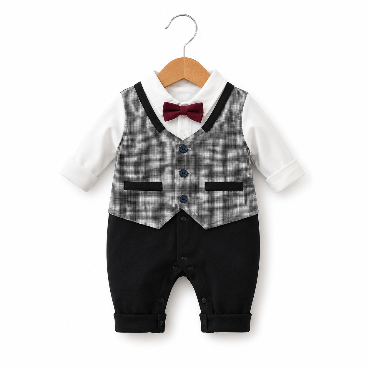 Little Gentleman Pinstripe Vest Romper