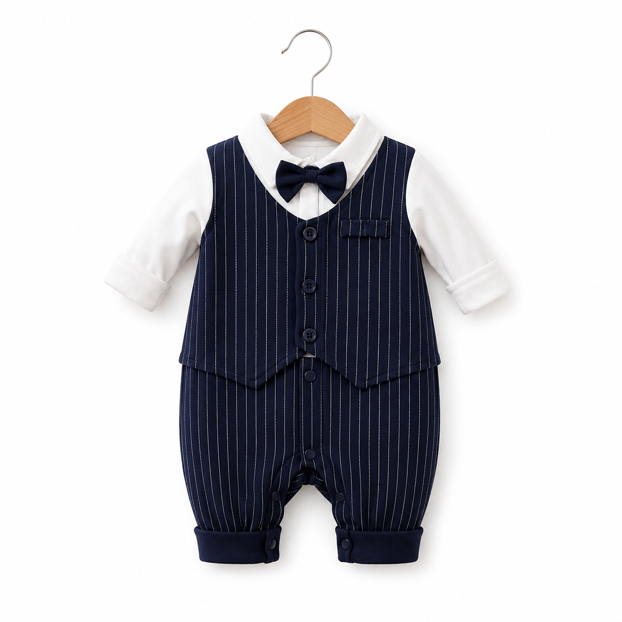 Little Gentleman Pinstripe Vest Romper