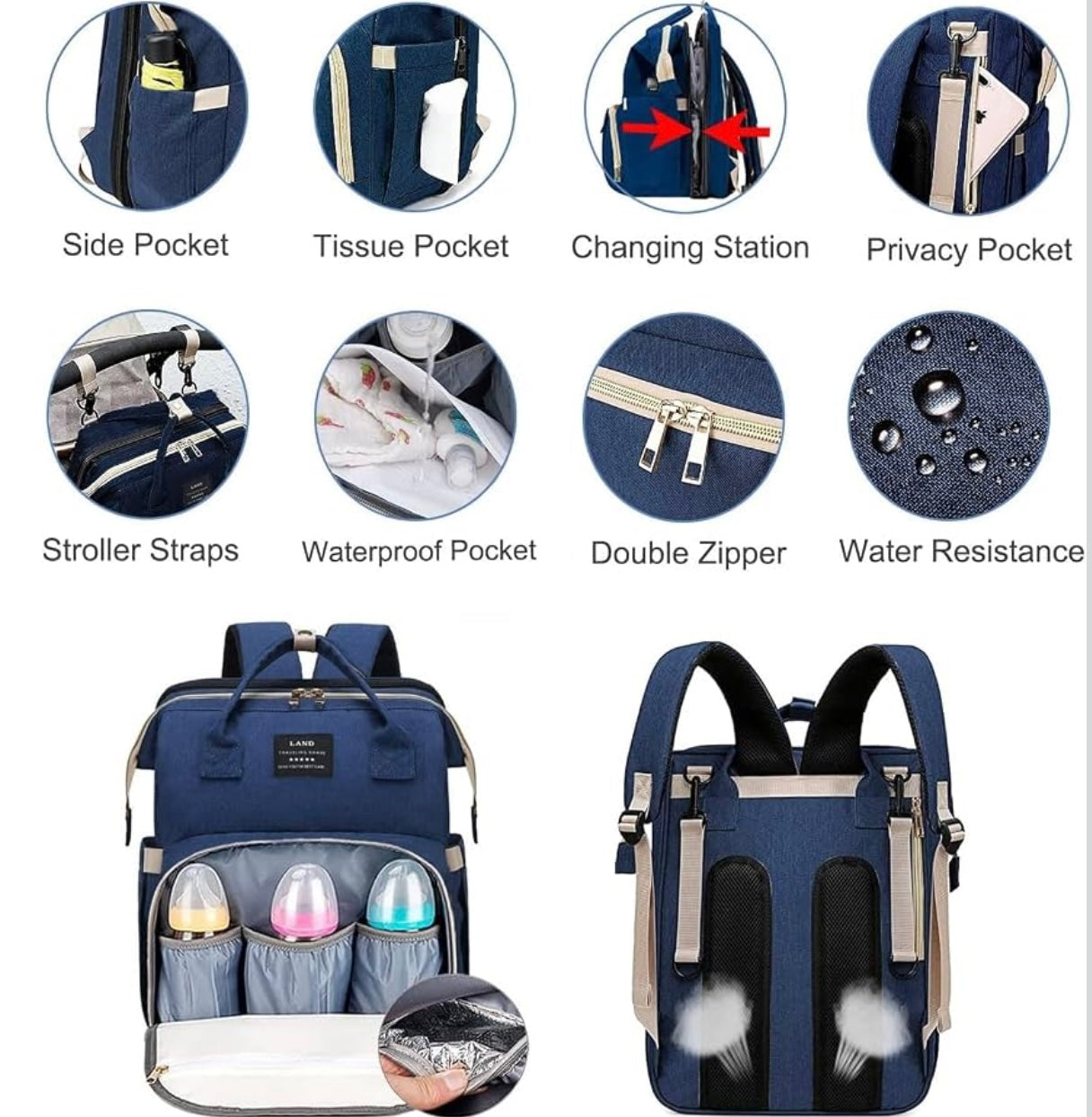 New Mummy Baby Crib Backpack Large Capacity Out Milk Insulated Bag
