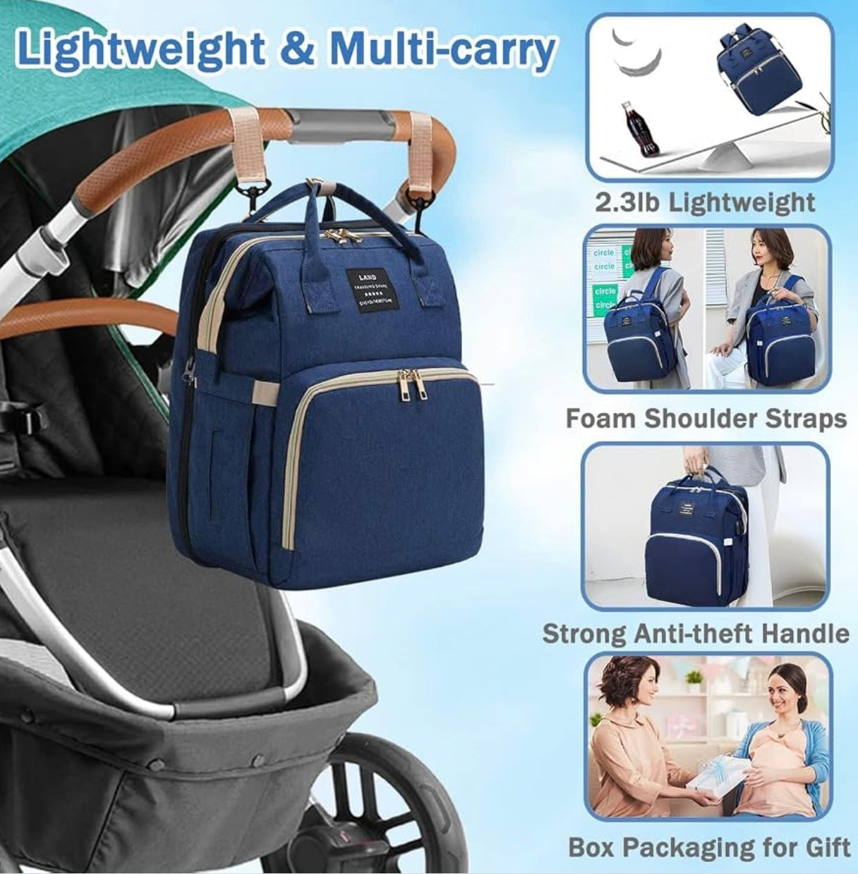 New Mummy Baby Crib Backpack Large Capacity Out Milk Insulated Bag