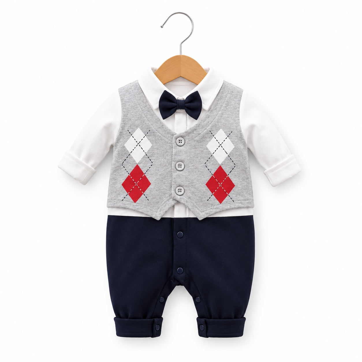 Little Gentleman Pinstripe Vest Romper
