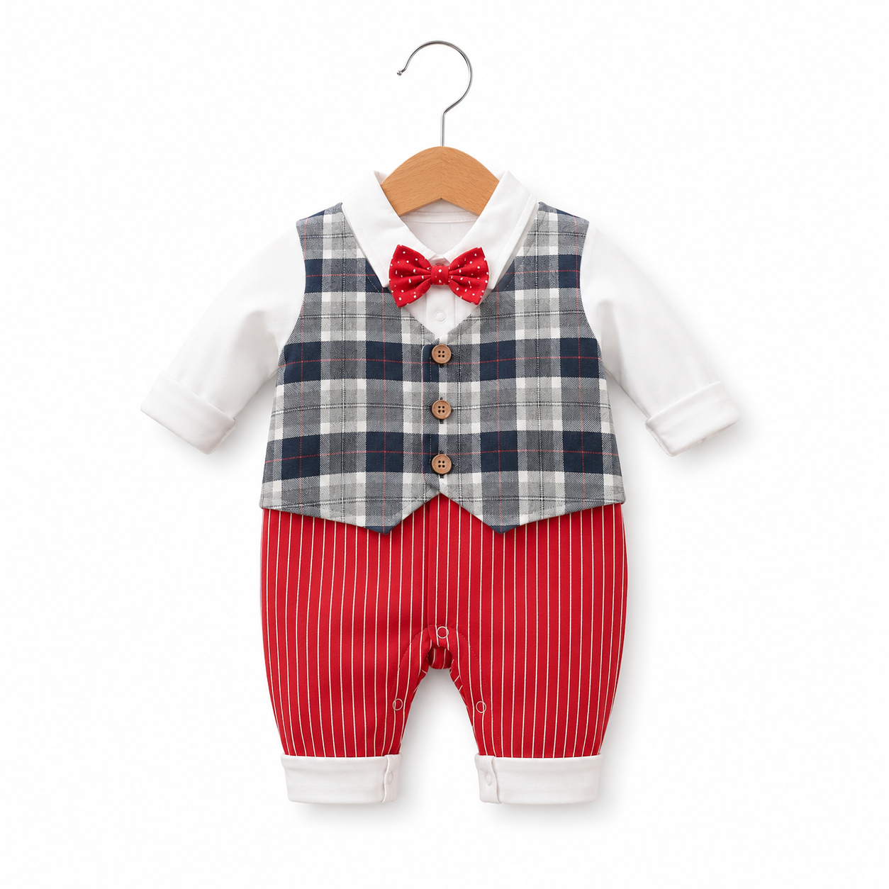 Little Gentleman Pinstripe Vest Romper