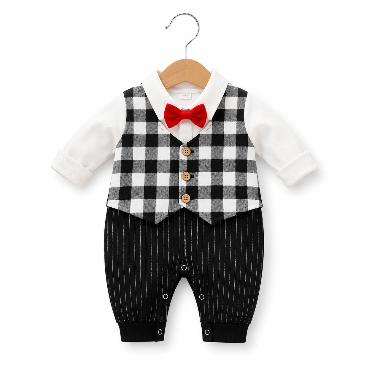 Little Gentleman Pinstripe Vest Romper