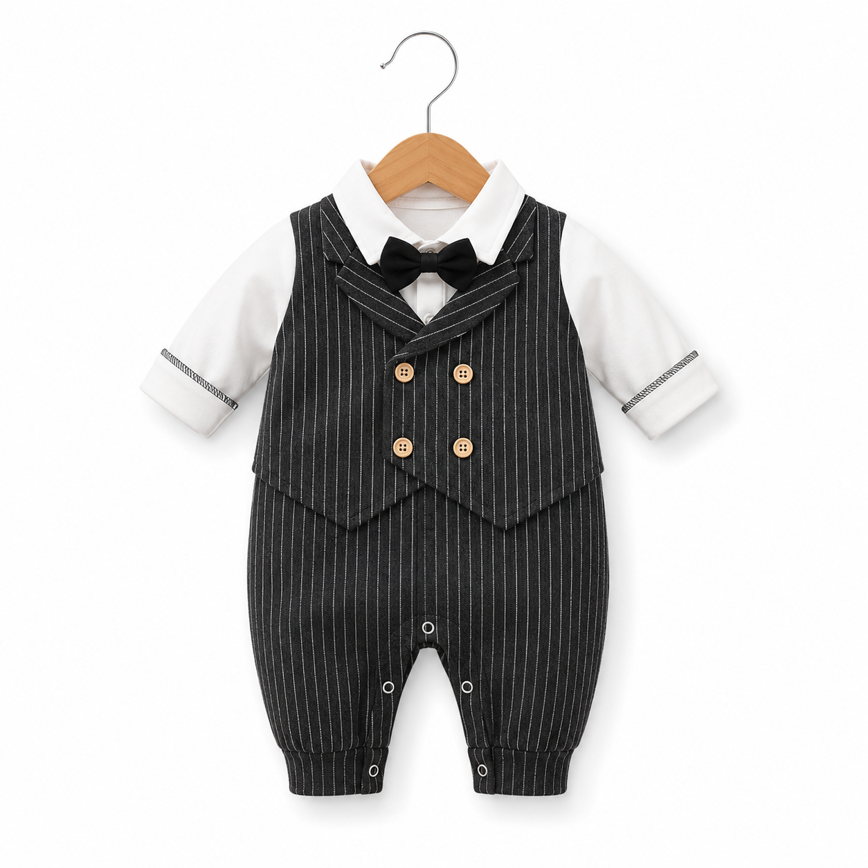 Little Gentleman Pinstripe Vest Romper