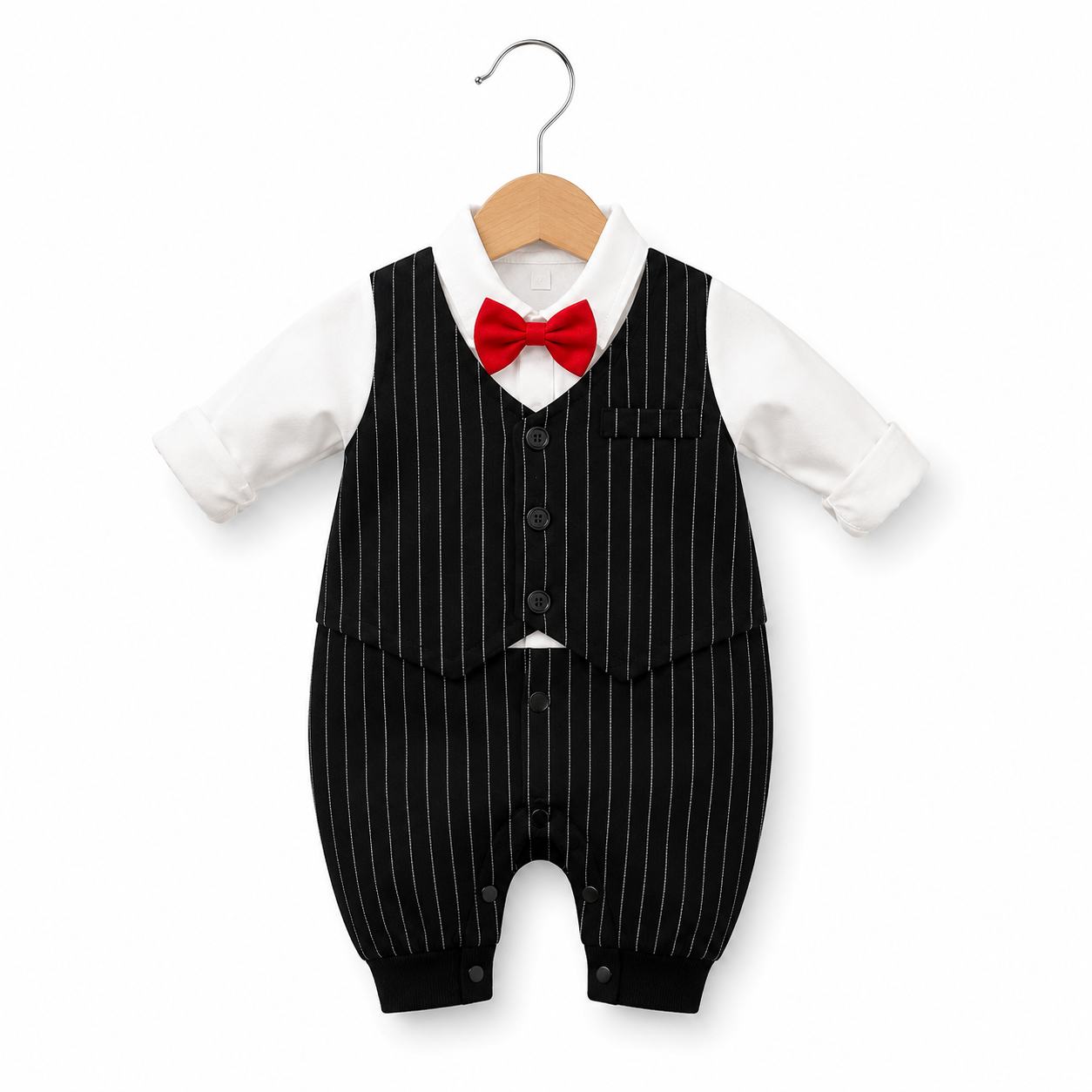 Little Gentleman Pinstripe Vest Romper