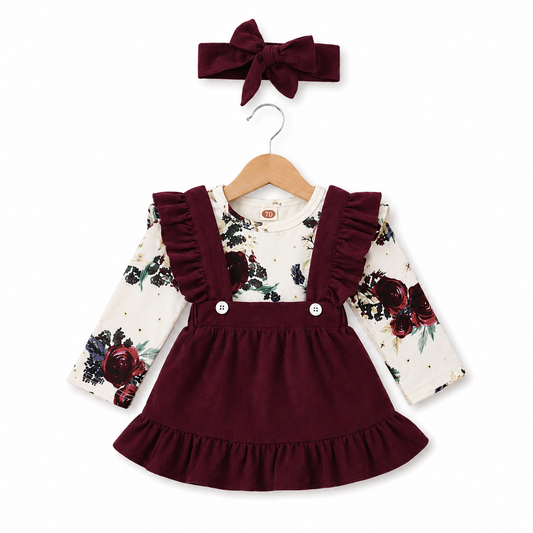 Three-piece set of baby and toddler flower print straps