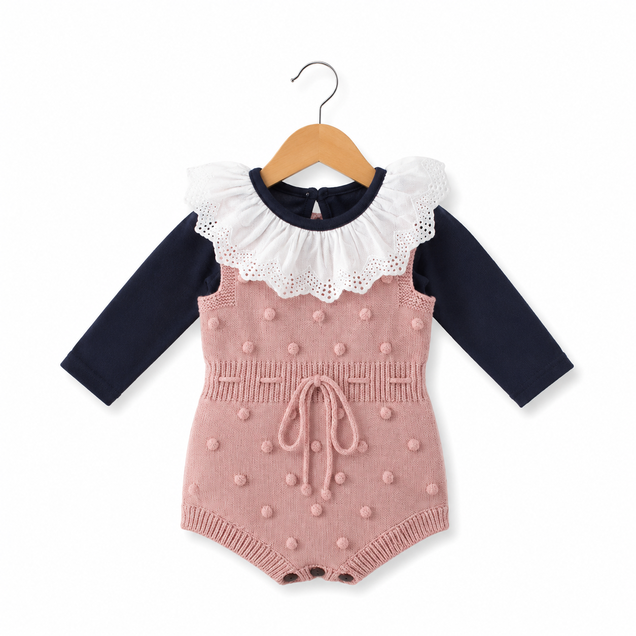 Handmade wool ball baby knitted woolen jumpsuit