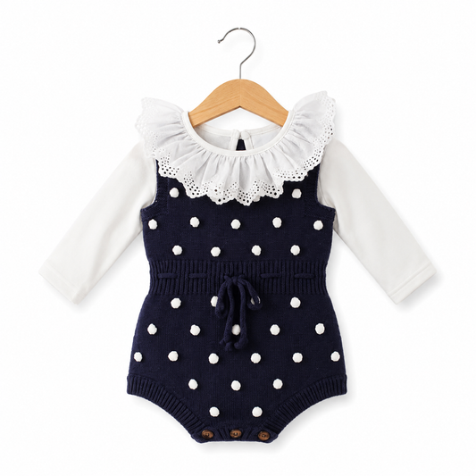 Handmade wool ball baby knitted woolen jumpsuit