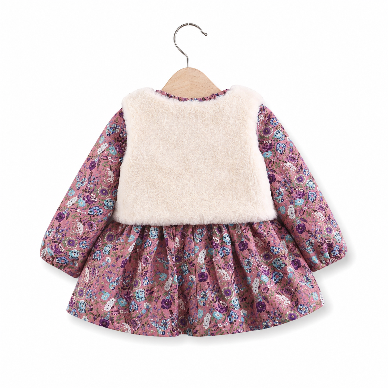 Rose Garden Faux Fur Vest Dress Set