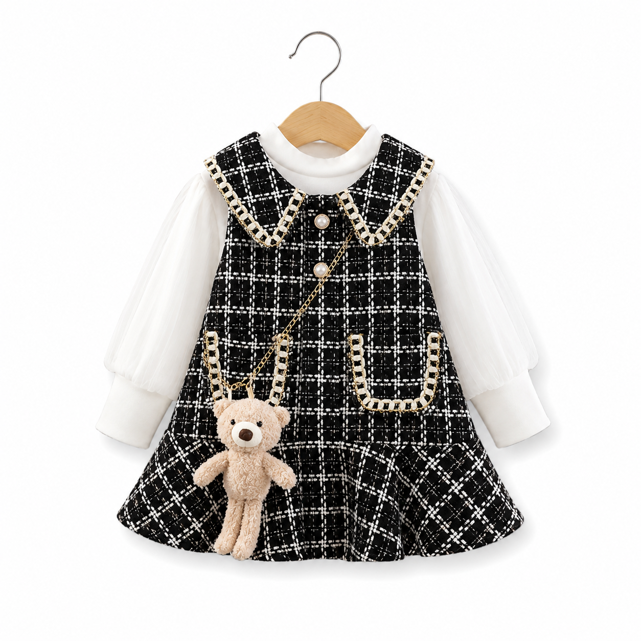 Classic Monochrome Tweed Pinafore Set