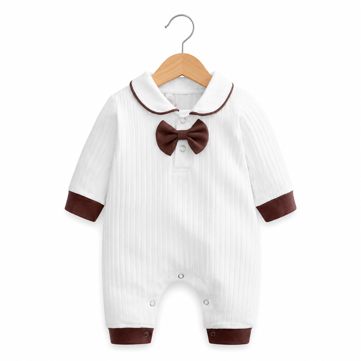 Little Gentleman Ribbed Bow Tie Romper