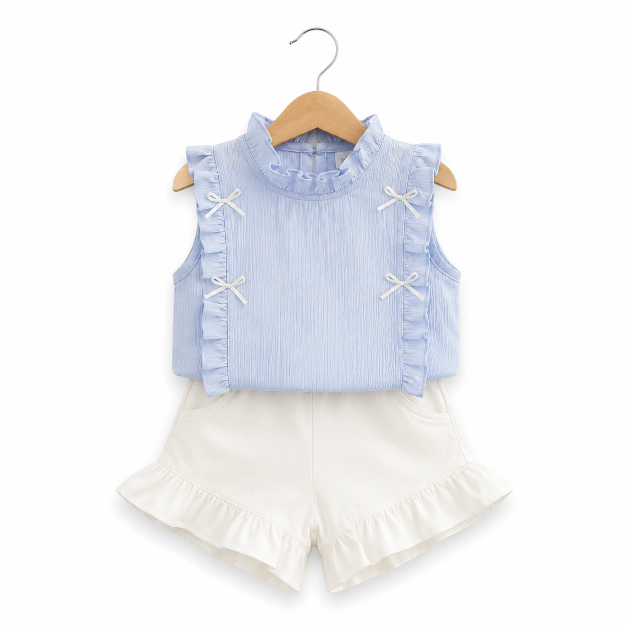 Blush Bow Ruffle Shorts Set