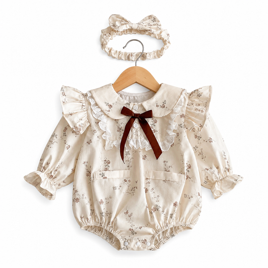 Baby Rompers Girls Flying Sleeve Lace Dress