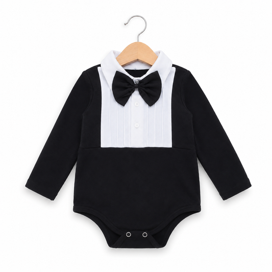 Little Tuxedo Bow Tie Romper
