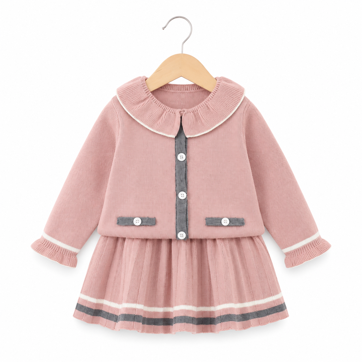 Crimson Sailor Knit Skirt Set