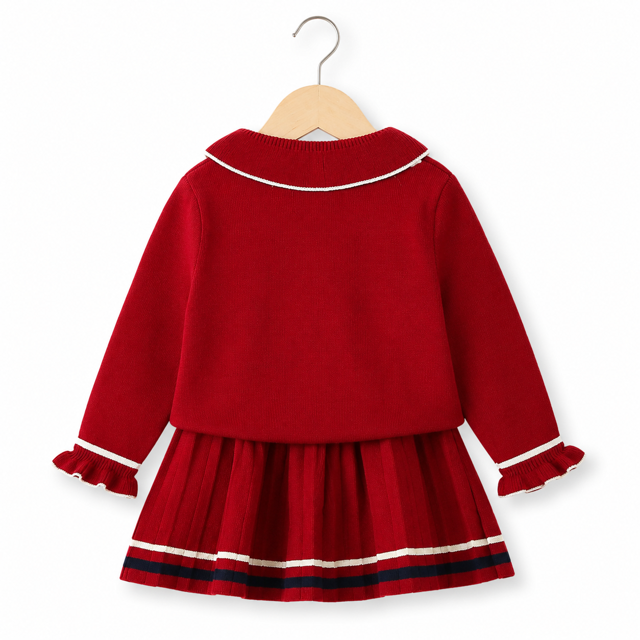 Crimson Sailor Knit Skirt Set