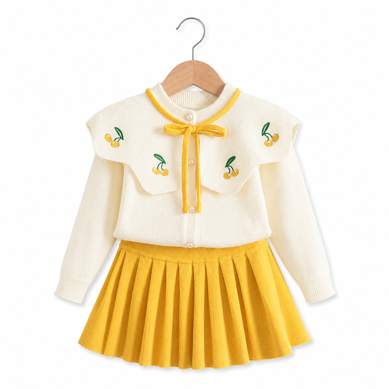 Sunny Cherry Knit Skirt Set