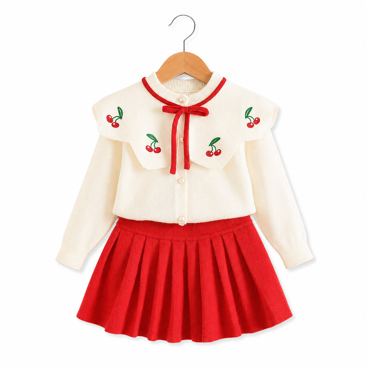 Sunny Cherry Knit Skirt Set