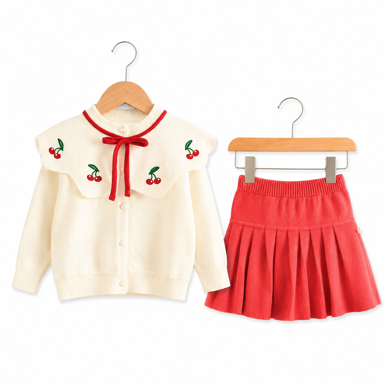 Sunny Cherry Knit Skirt Set