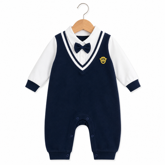 College Style Gentleman Baby Jumpsuit