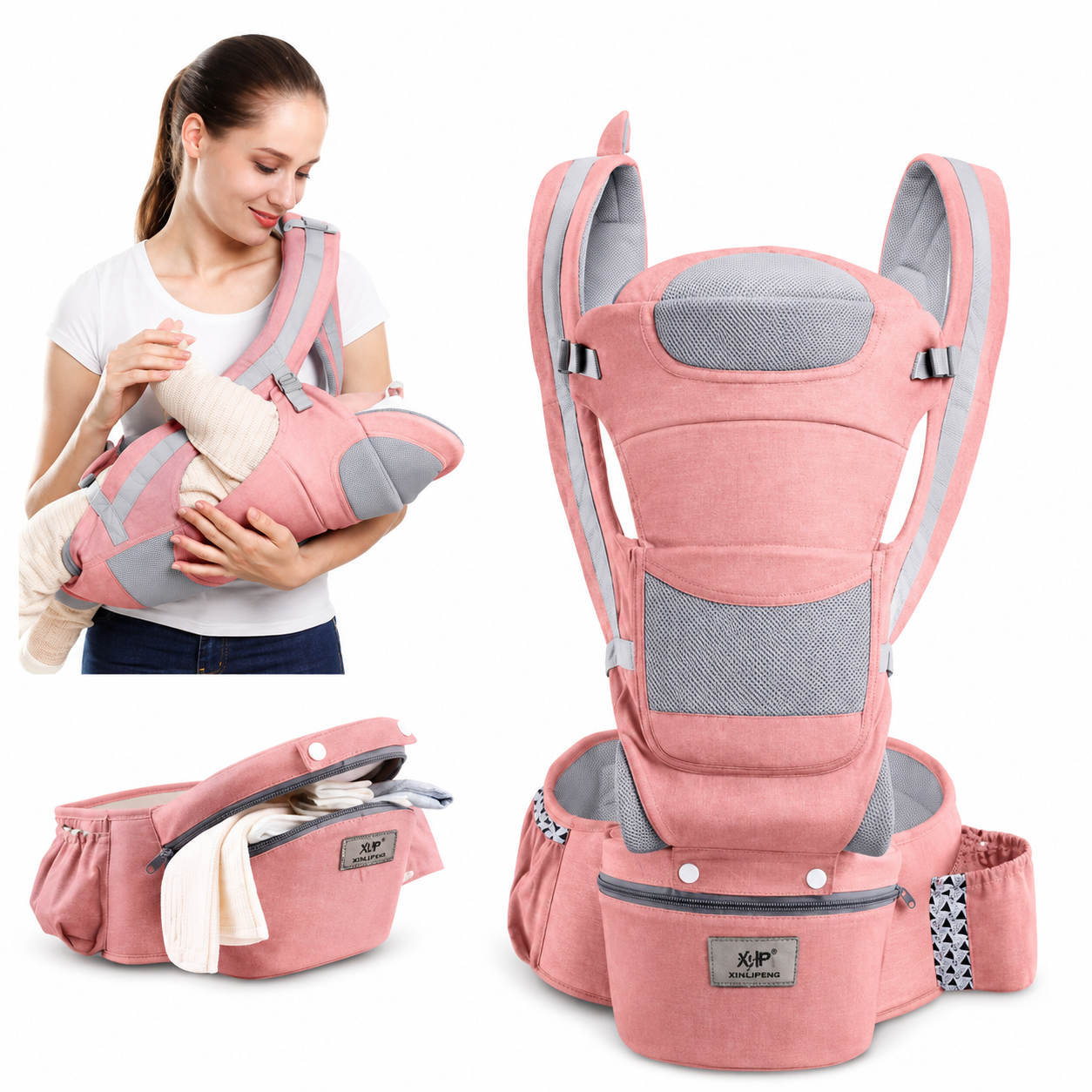 Ergonomic Baby Carrier Infant Baby Hipseat Carrier 3 In 1 Front Facing Ergonomic Kangaroo Baby Wrap Sling