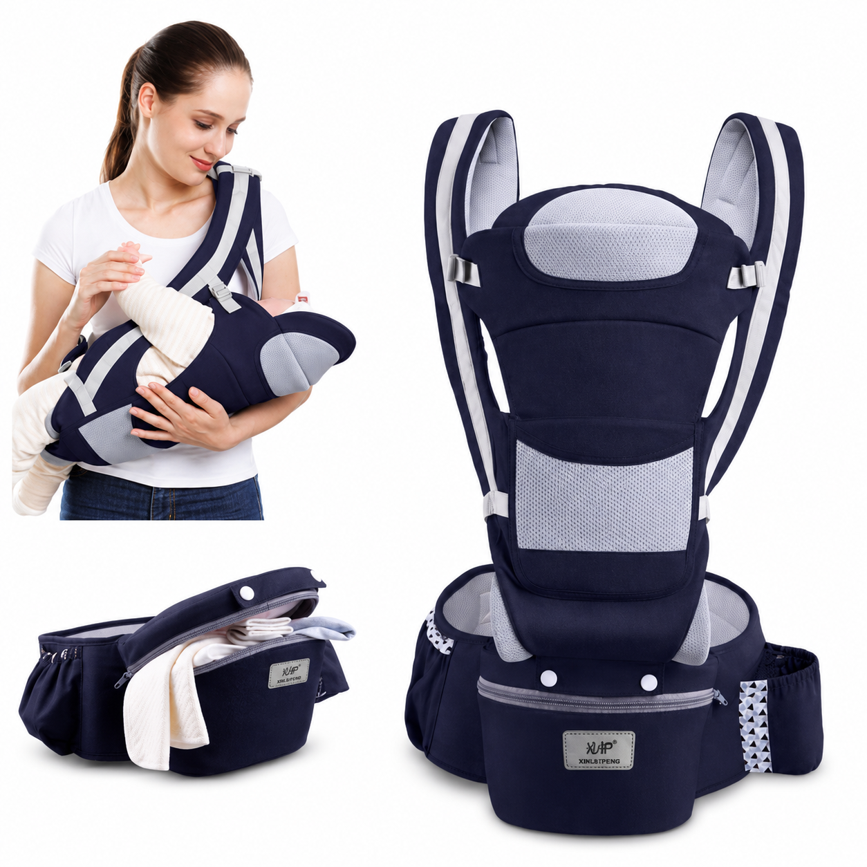 Ergonomic Baby Carrier Infant Baby Hipseat Carrier 3 In 1 Front Facing Ergonomic Kangaroo Baby Wrap Sling