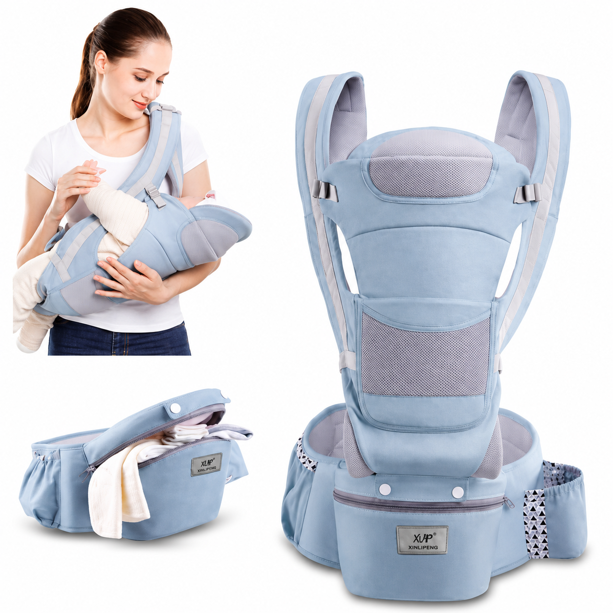 Ergonomic Baby Carrier Infant Baby Hipseat Carrier 3 In 1 Front Facing Ergonomic Kangaroo Baby Wrap Sling