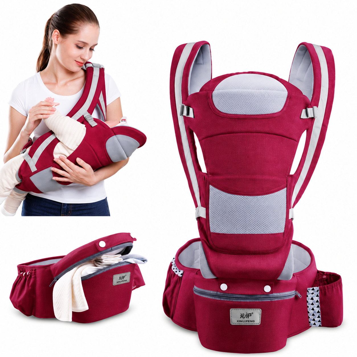 Ergonomic Baby Carrier Infant Baby Hipseat Carrier 3 In 1 Front Facing Ergonomic Kangaroo Baby Wrap Sling