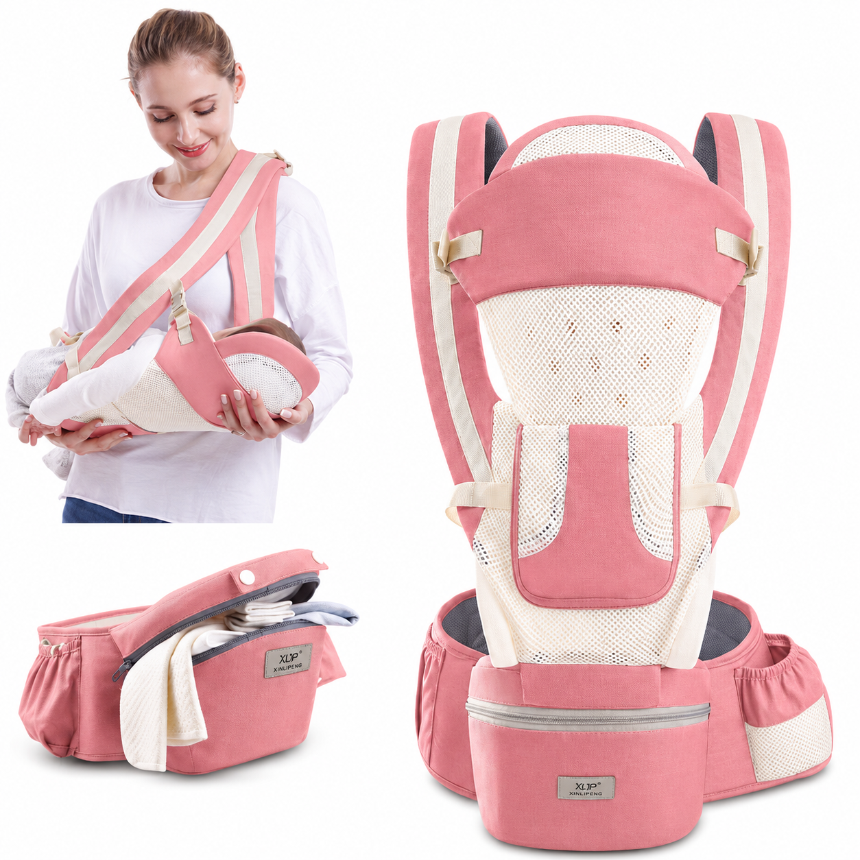 Ergonomic Baby Carrier Infant Baby Hipseat Carrier 3 In 1 Front Facing Ergonomic Kangaroo Baby Wrap Sling