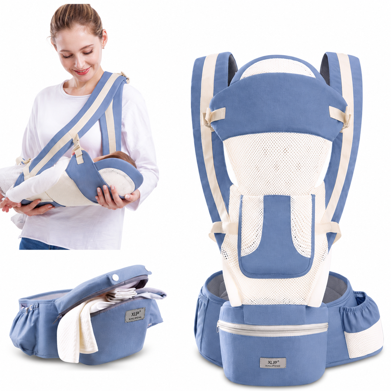 Ergonomic Baby Carrier Infant Baby Hipseat Carrier 3 In 1 Front Facing Ergonomic Kangaroo Baby Wrap Sling