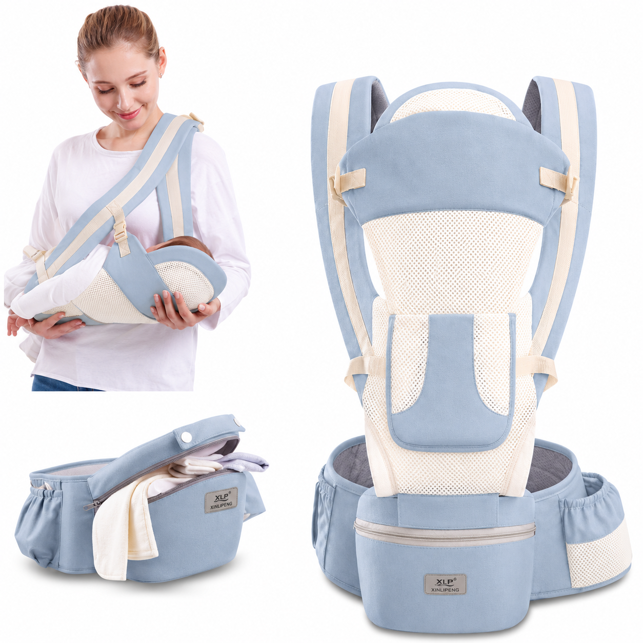 Ergonomic Baby Carrier Infant Baby Hipseat Carrier 3 In 1 Front Facing Ergonomic Kangaroo Baby Wrap Sling