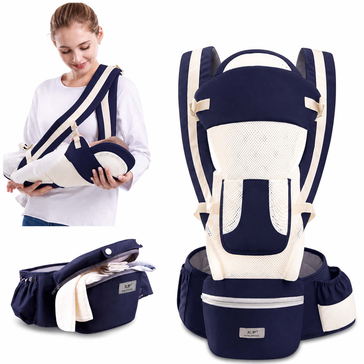 Ergonomic Baby Carrier Infant Baby Hipseat Carrier 3 In 1 Front Facing Ergonomic Kangaroo Baby Wrap Sling