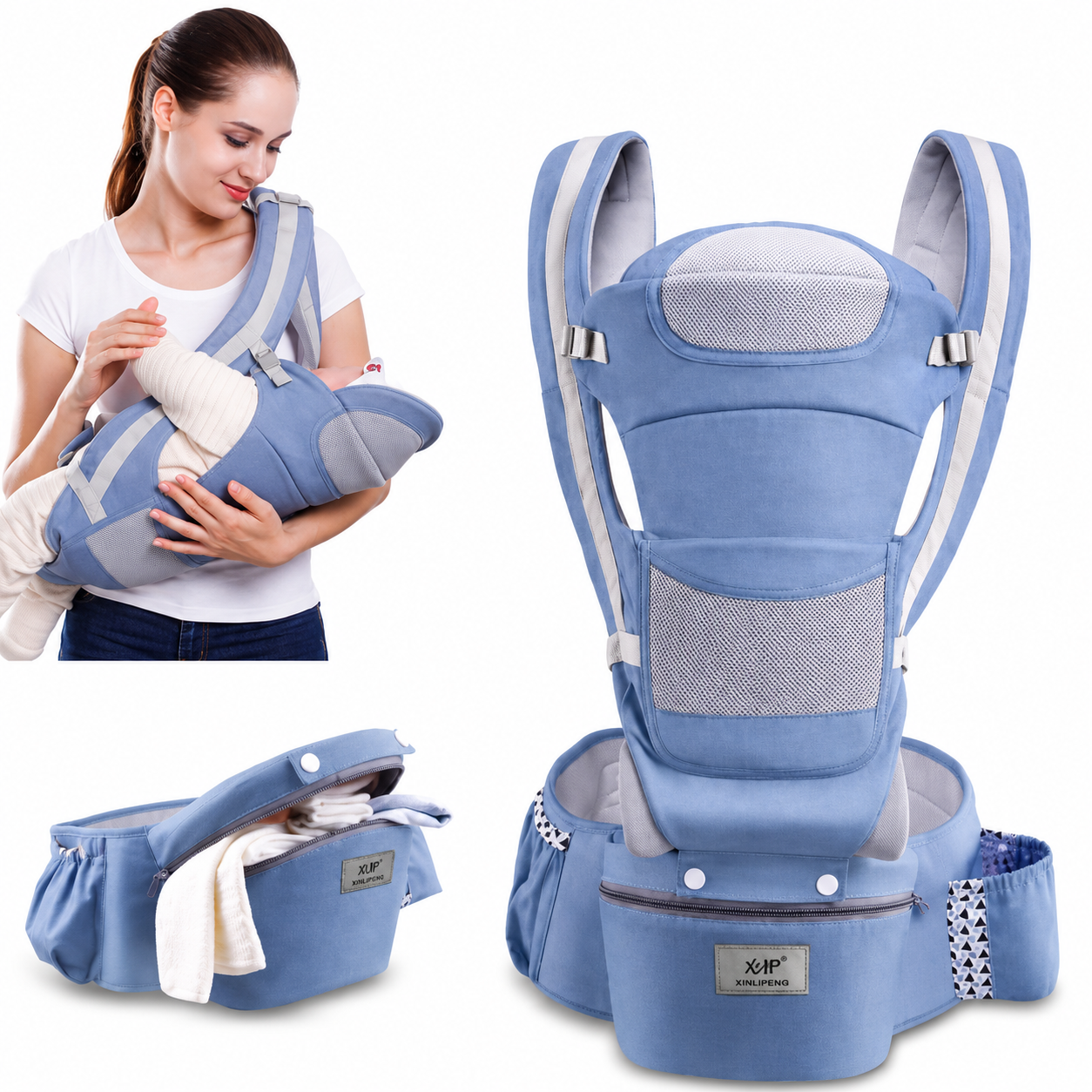 Ergonomic Baby Carrier Infant Baby Hipseat Carrier 3 In 1 Front Facing Ergonomic Kangaroo Baby Wrap Sling
