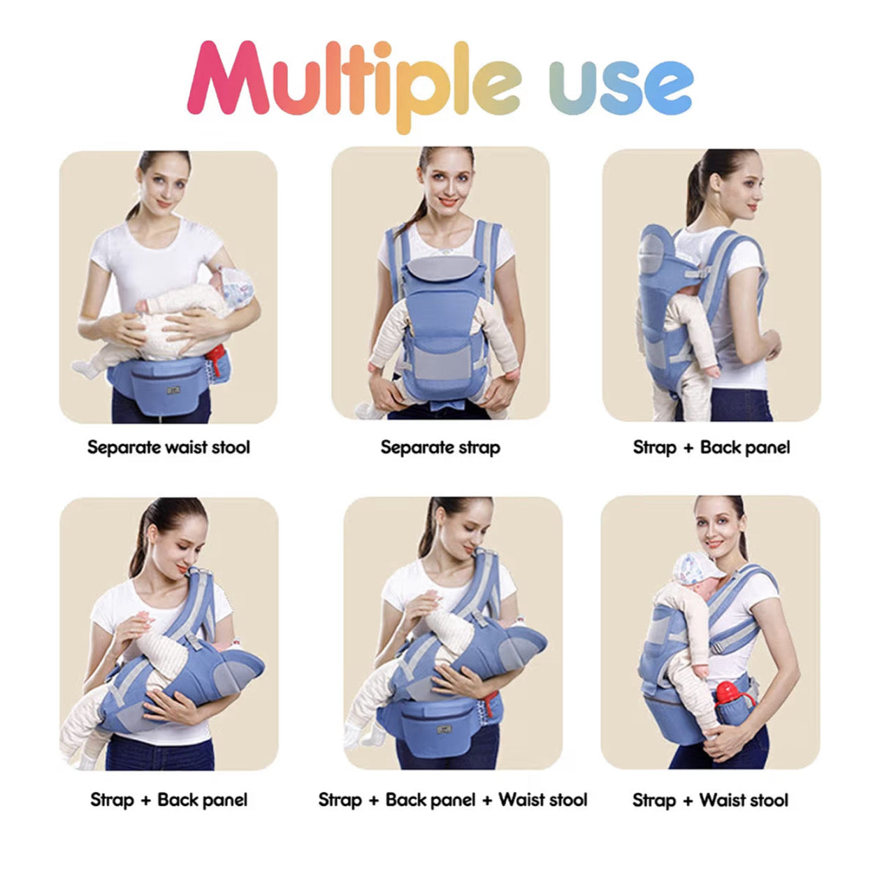 Ergonomic Baby Carrier Infant Baby Hipseat Carrier 3 In 1 Front Facing Ergonomic Kangaroo Baby Wrap Sling