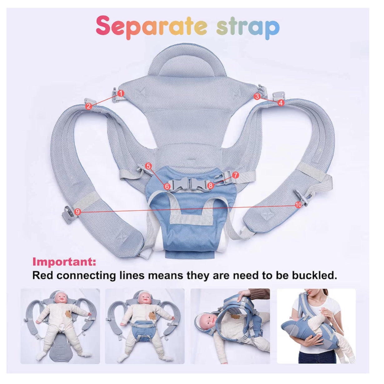 Ergonomic Baby Carrier Infant Baby Hipseat Carrier 3 In 1 Front Facing Ergonomic Kangaroo Baby Wrap Sling