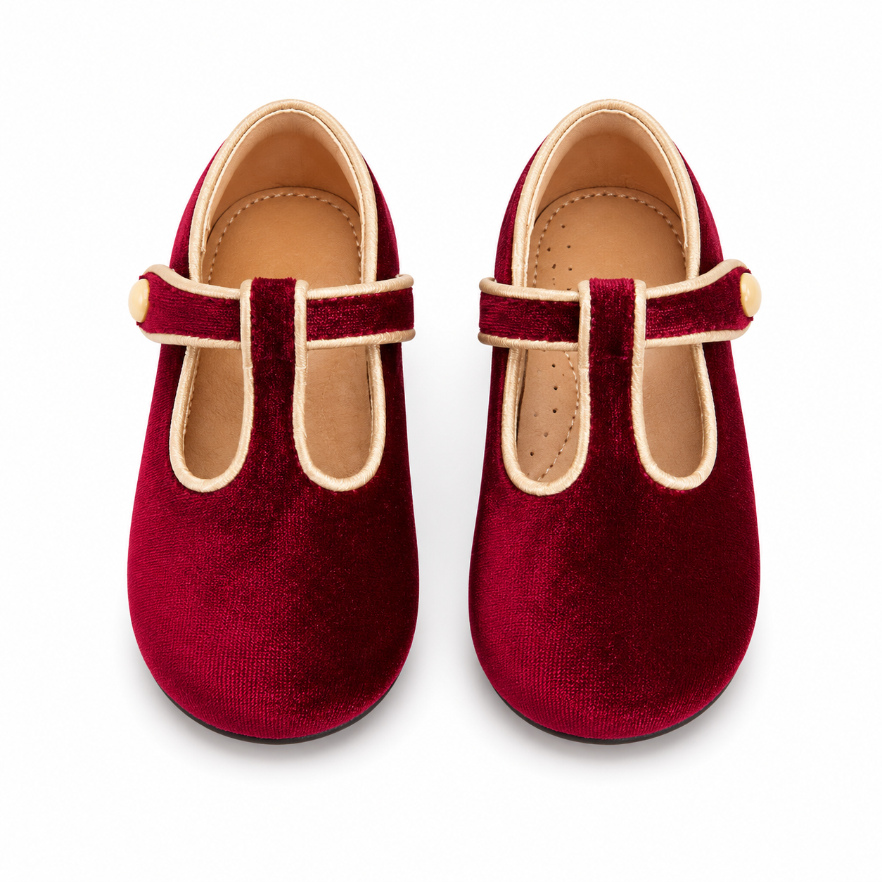 Sweet Velvet Children's Leather Shoes T-shaped Pumps Retro
