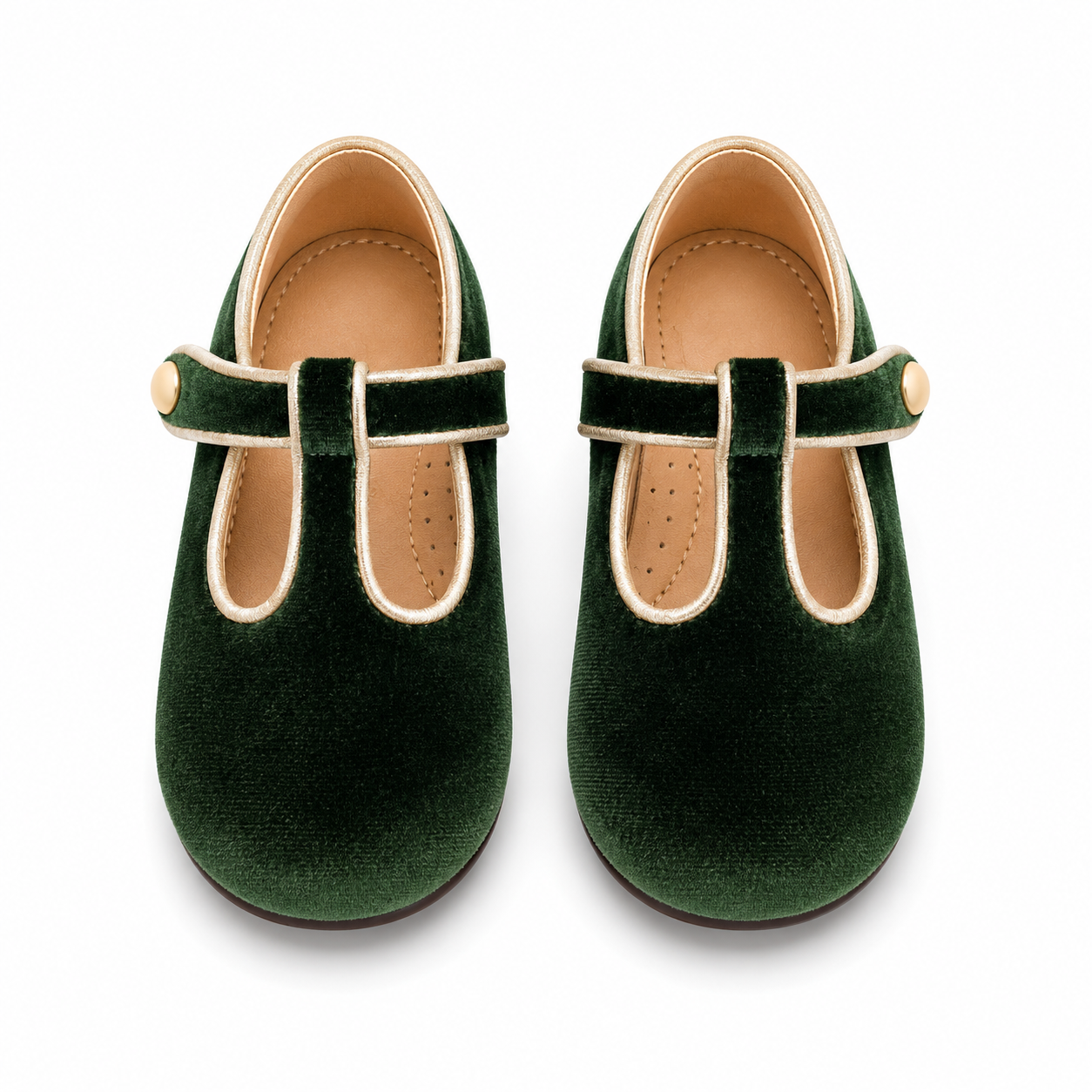 Sweet Velvet Children's Leather Shoes T-shaped Pumps Retro