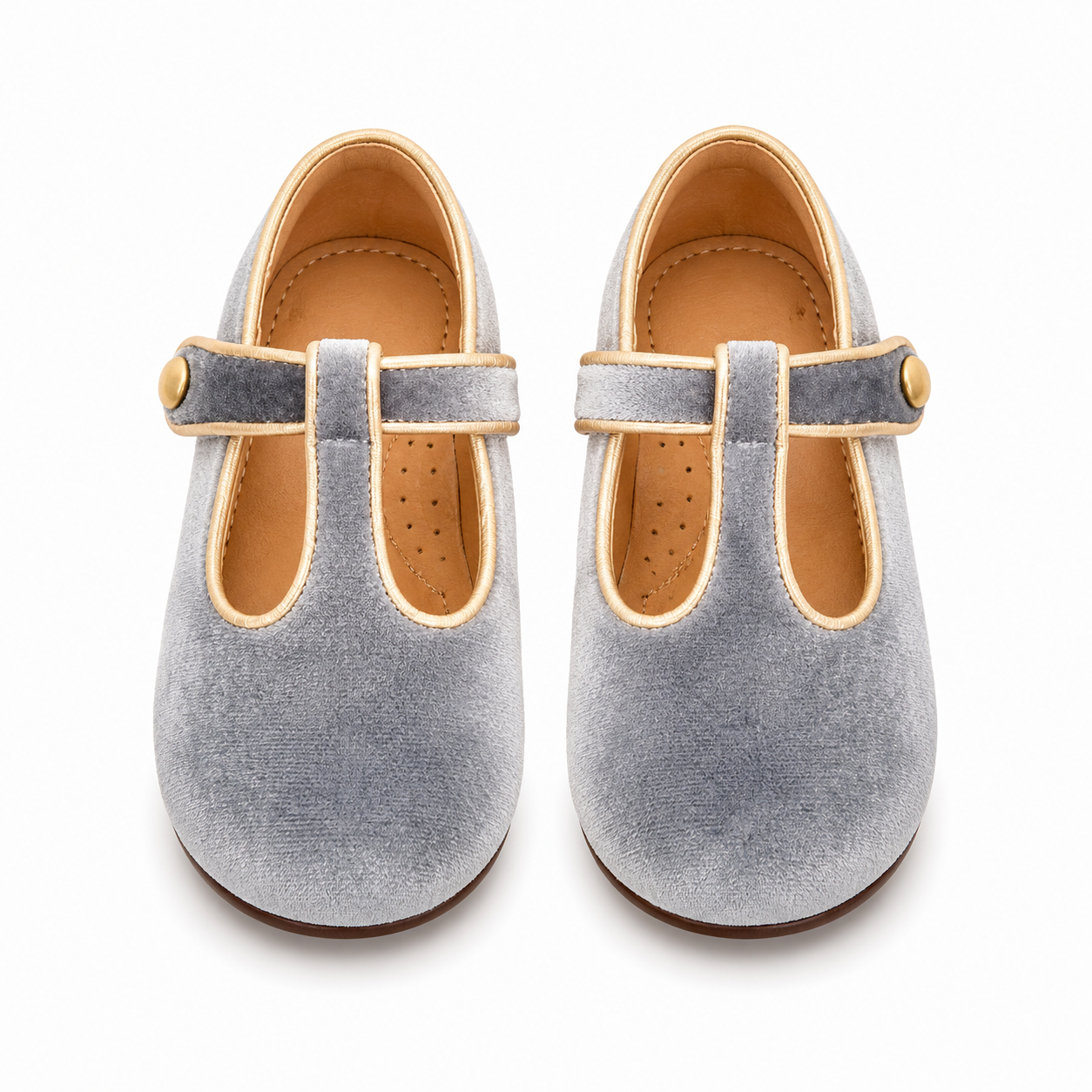 Sweet Velvet Children's Leather Shoes T-shaped Pumps Retro