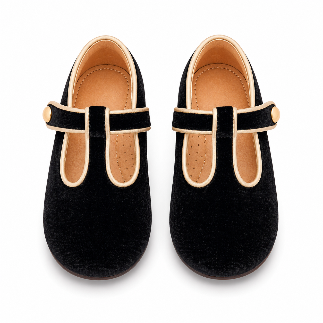 Sweet Velvet Children's Leather Shoes T-shaped Pumps Retro