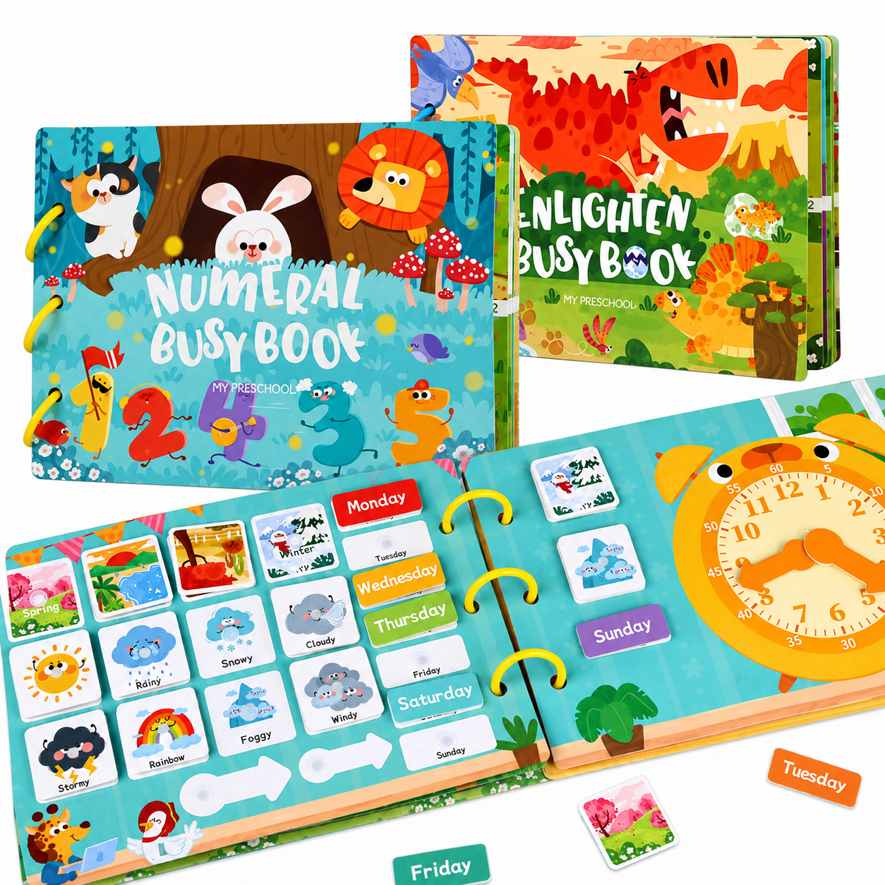 Montessori Reusable Busy Book | Interactive Velcro Learning Activity Book